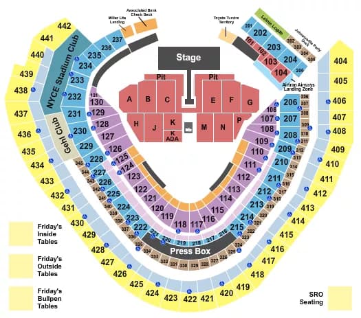 GREEN DAY Seating Map Seating Chart