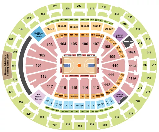 BASKETBALL ROWS Seating Map Seating Chart