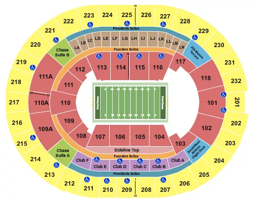 FOOTBALL INDOORS Seating Map Seating Chart