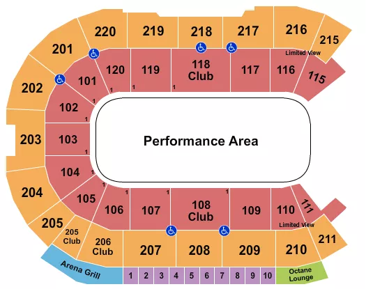 PERFORMANCE AREA Seating Map Seating Chart