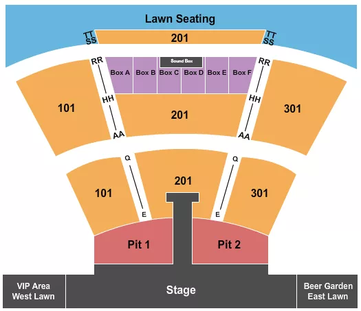 ENDSTAGE PITS WITH CATWALK Seating Map Seating Chart