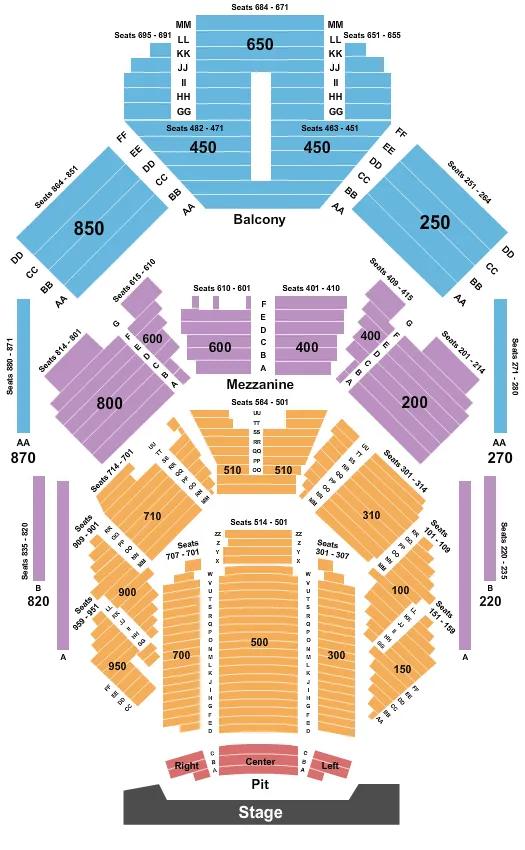 END STAGE Seating Map Seating Chart