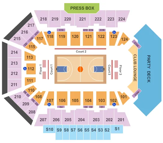 BMO CENTER ROCKFORD BASKETBALL Seating Map Seating Chart