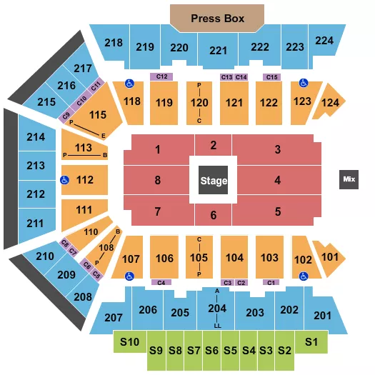 BMO CENTER ROCKFORD CENTER STAGE Seating Map Seating Chart
