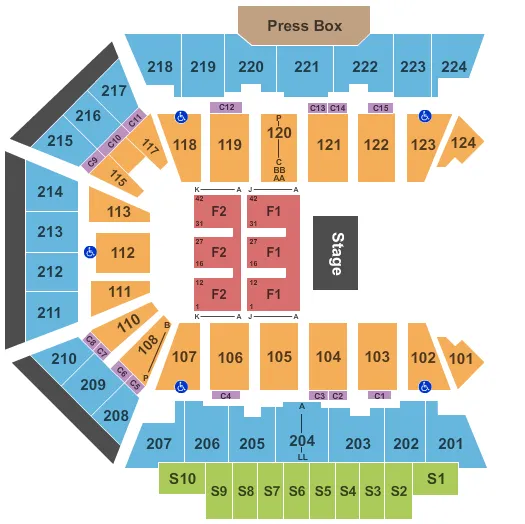 BMO CENTER ROCKFORD ENDSTAGE HALF HOUSE Seating Map Seating Chart