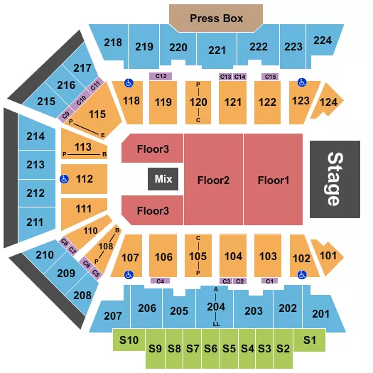 BMO CENTER ROCKFORD ENDSTAGE 2 Seating Map Seating Chart