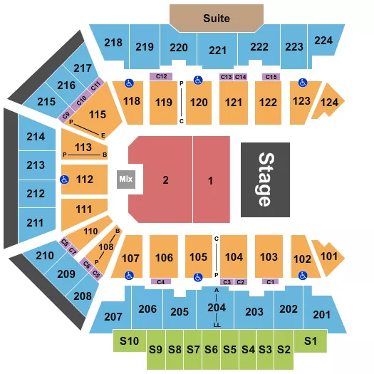 BMO CENTER ROCKFORD ENDSTAGE HALF HOUSE 2 Seating Map Seating Chart