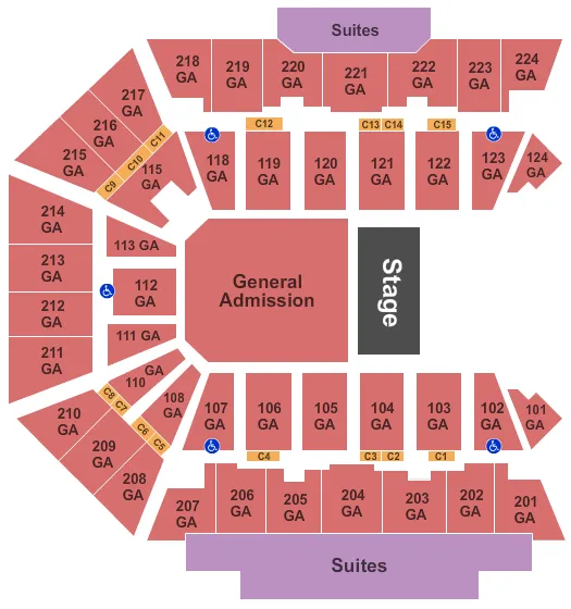 BMO CENTER ROCKFORD GENERAL ADMISSION Seating Map Seating Chart