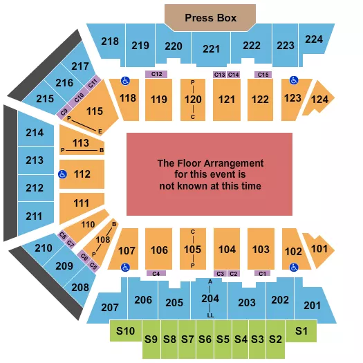 BMO CENTER ROCKFORD GENERIC FLOOR Seating Map Seating Chart