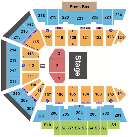 BMO CENTER ROCKFORD HALF HOUSE Seating Map Seating Chart