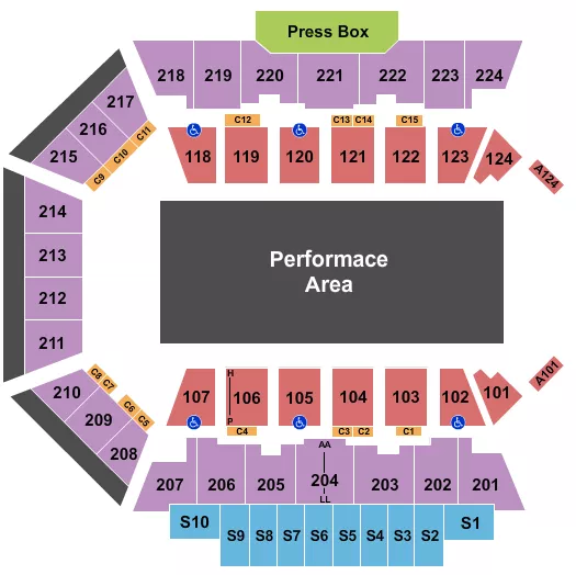 BMO CENTER ROCKFORD OPEN FLOOR 3 Seating Map Seating Chart