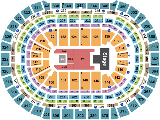 AVENGED SEVENFOLD Seating Map Seating Chart
