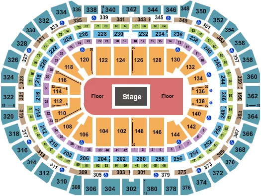 CENTER STAGE GA FLOOR Seating Map Seating Chart