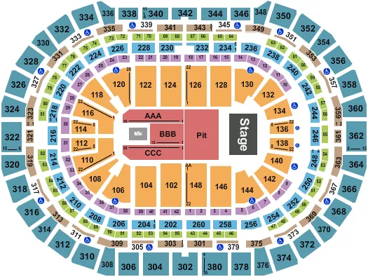ENDSTAGE PIT Seating Map Seating Chart