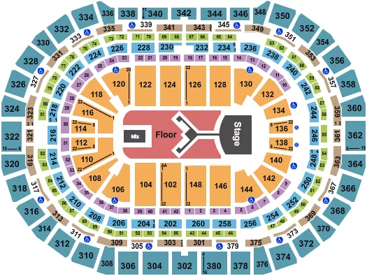 SHINEDOWN Seating Map Seating Chart
