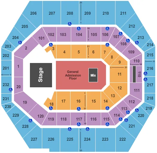 ENDSTAGE GA FLOOR Seating Map Seating Chart