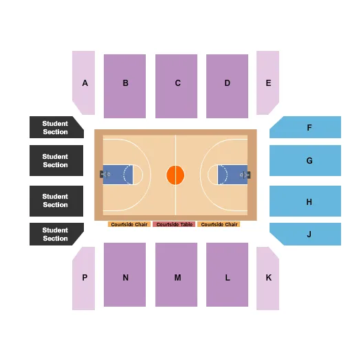 BANK OF COLORADO ARENA AT BUTLER HANCOCK ATHLETIC CENTER BASKETBALL Seating Map Seating Chart