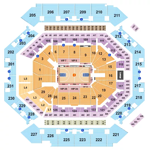 BASKETBALL ROW Seating Map Seating Chart