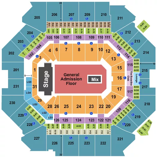 ENDSTAGE GA FLOOR Seating Map Seating Chart