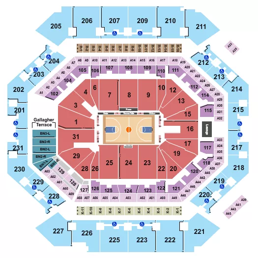 WOMENS CHAMPIONSHIP BASKETBALL Seating Map Seating Chart