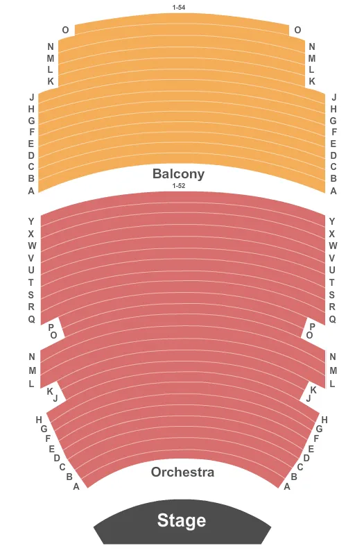 RAISING CANES RIVER CENTER THEATRE END STAGE NO PIT Seating Map Seating Chart
