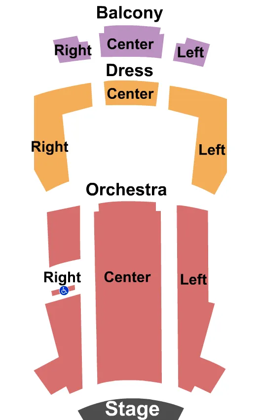 BEACH SCHMIDT PERFORMING ARTS CENTER END STAGE Seating Map Seating Chart