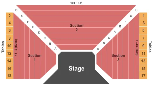 BEARS DEN SHOWROOM AT SENECA NIAGARA RESORT CASINO END STAGE Seating Map Seating Chart