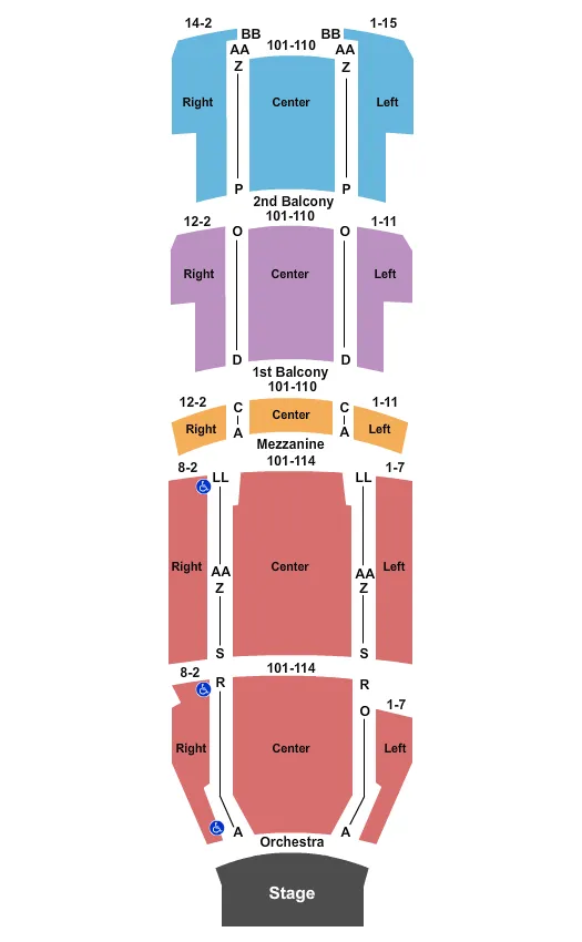 BERKLEE PERFORMANCE CENTER BOSTON END STAGE Seating Map Seating Chart