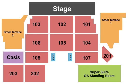 BETHLEHEM MUSIKFEST WIND CREEK STEEL STAGE END STAGE 2 Seating Map Seating Chart