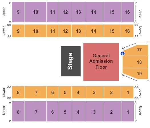 ENDSTAGE GA FLOOR HALF HOUSE Seating Map Seating Chart