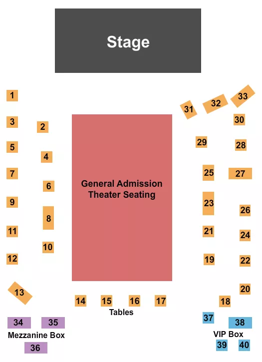 BIJOU THEATRE CT ENDSTAGE GA Seating Map Seating Chart