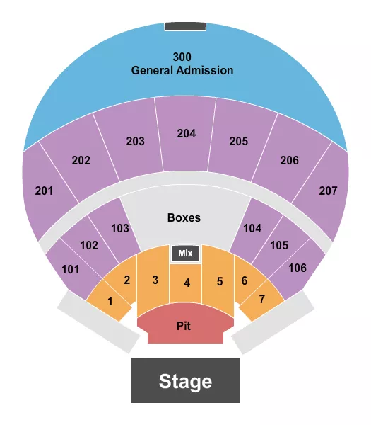 COCA COLA AMPHITHEATER AT THE BJCC ENDSTAGE PIT W 300 GA Seating Map Seating Chart