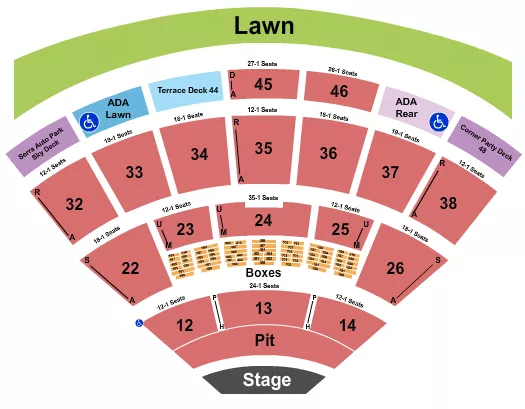 ENDSTAGE GA PIT W TERRACE DECK Seating Map Seating Chart