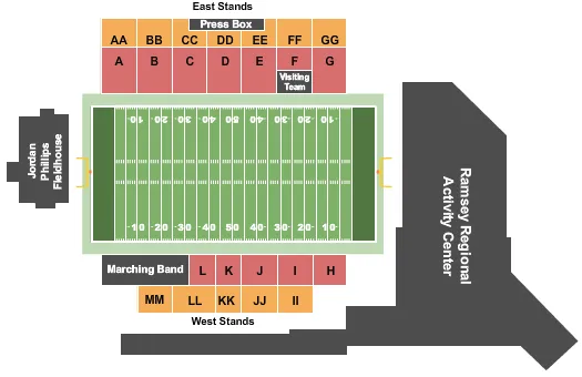BOB WATERS FIELD AT EJ WHITMIRE STADIUM FOOTBALL Seating Map Seating Chart