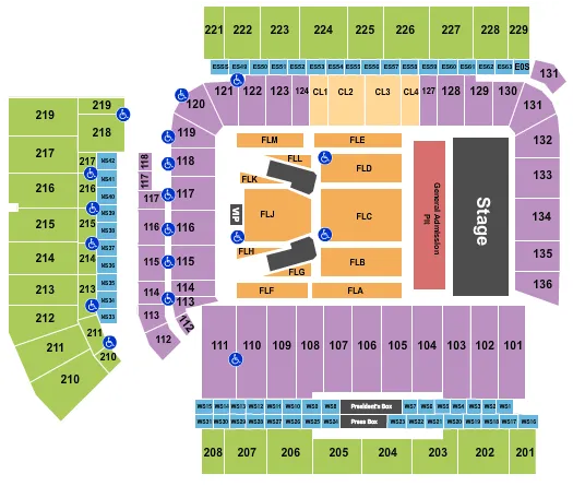 GUNS N ROSES Seating Map Seating Chart