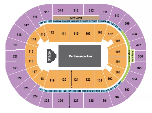 PERFORMANCE ARENA Seating Map Seating Chart