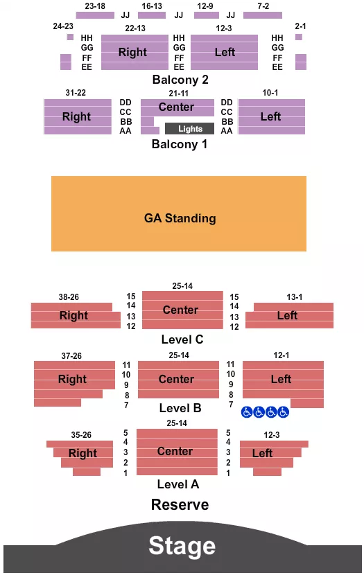 ENDSTAGE GA 3 Seating Map Seating Chart