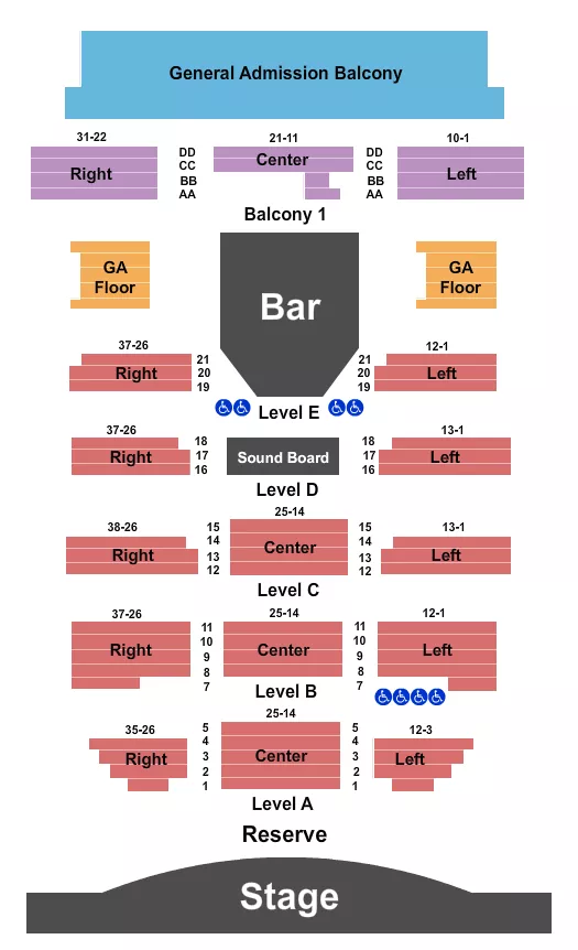 ENDSTAGE RSV GA FLR BALC Seating Map Seating Chart