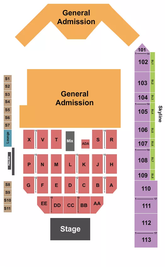 ENDSTAGE GA 4 Seating Map Seating Chart