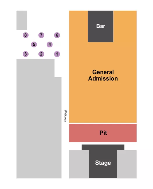 GA PIT OYSTER TABLES Seating Map Seating Chart