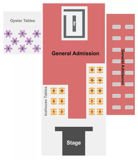 GENERAL ADMISSION TABLES 2 Seating Map Seating Chart