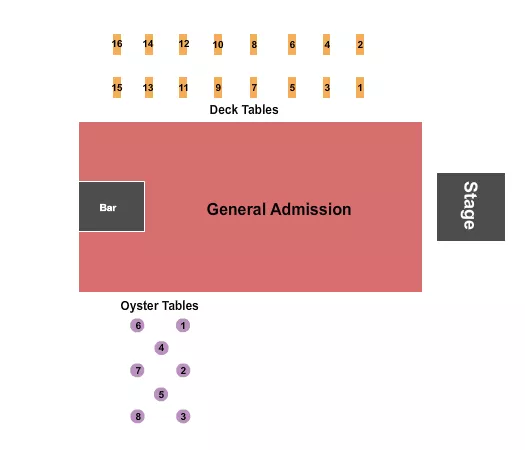 GENERAL ADMISSION TABLES Seating Map Seating Chart