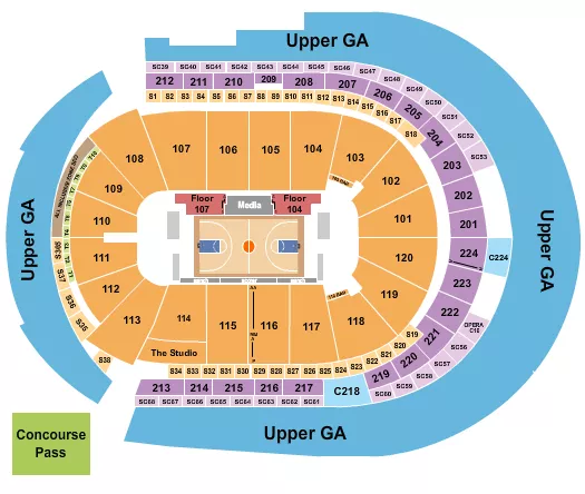 BASKETBALL UPPER GA Seating Map Seating Chart