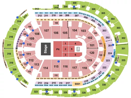 ENDSTAGE PIT Seating Map Seating Chart