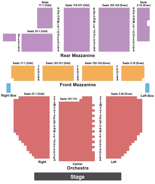 BROADWAY THEATRE NEW YORK END STAGE Seating Map Seating Chart