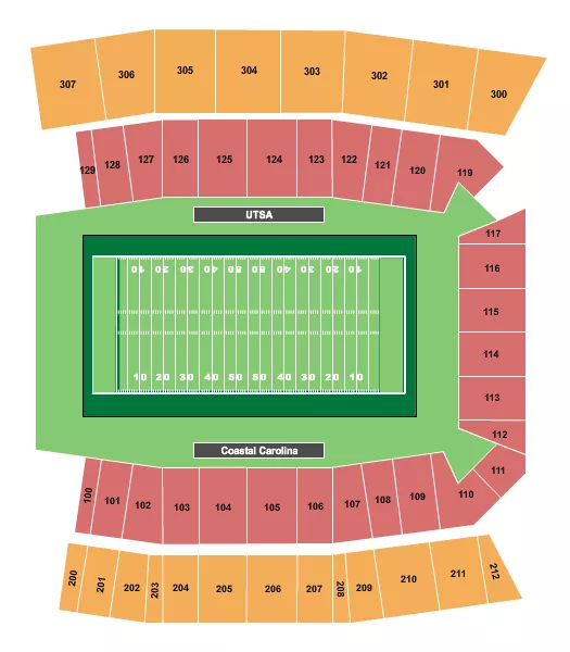 BROOKS STADIUM CONWAY MYRTLE BEACH BOWL Seating Map Seating Chart