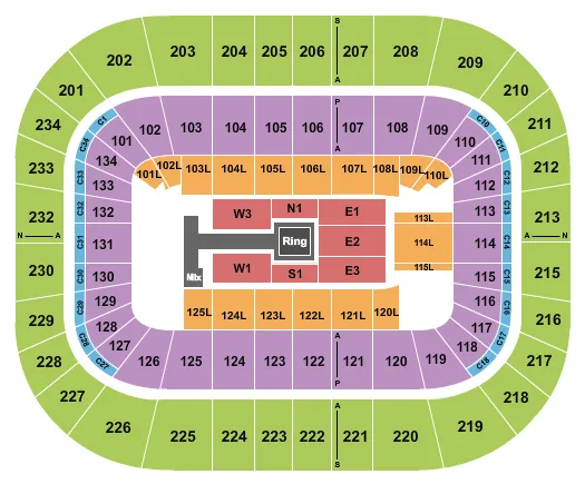 WWE 2 Seating Map Seating Chart