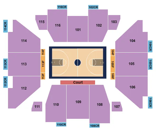 DALE E AND SARAH ANN FOWLER EVENTS CENTER BASKETBALL 2019 20 Seating Map Seating Chart
