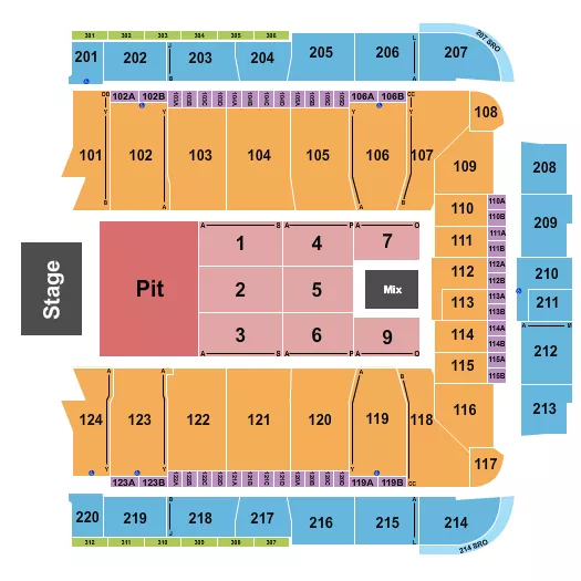 ENDSTAGE PIT FLR 1 9 Seating Map Seating Chart