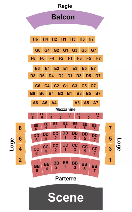 ENDSTAGE NO A TABLES Seating Map Seating Chart